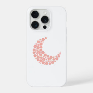 Pink Floral Crescent Moon – Boho Minimalist Moon iPhone 15 Pro Case