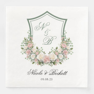 Pink Floral Crest Napkin