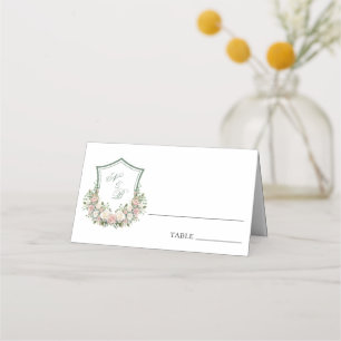 Pink Floral Crest Place Card