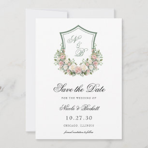Pink Floral Crest Save The Date