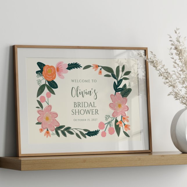 Pink Floral Custom Bridal Shower Welcome  Poster (Creator Uploaded)