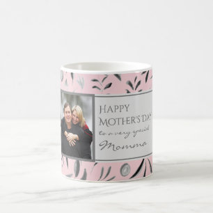 PINK Floral Custom MOMMA Photo Coffee Mug