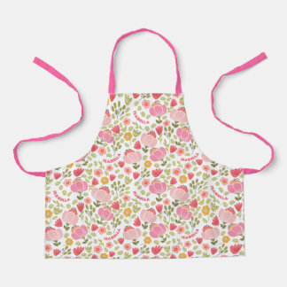 Pink Floral Custom Name Girls Apron
