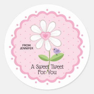Pink Floral Customisable Valentine's Day Classic Round Sticker