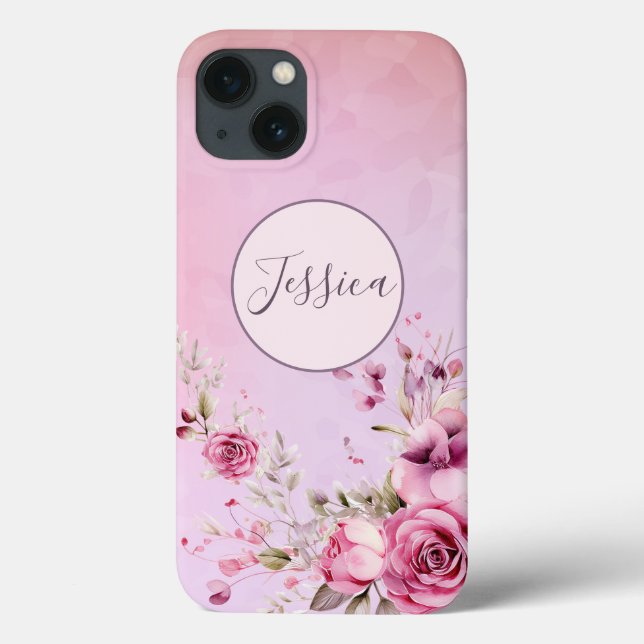 Pink floral customised Case-Mate iPhone case (Back)