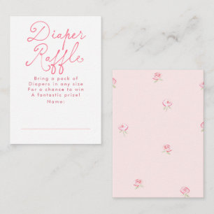 Pink Floral Cute Diaper Raffle Baby Shower Tickets Enclosure Card