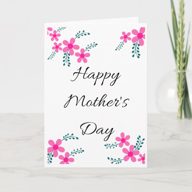 Pink Floral Cute Mum, Grandma Mother's day Card (Front)