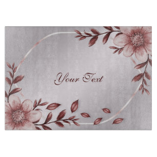 Pink Floral Cutting Board