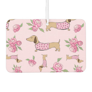 Pink Floral Dachshund Wiener Dog Themed  Car Air Freshener