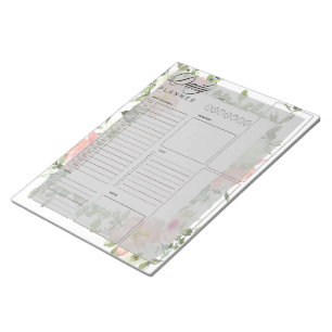 Pink floral daily planner sheets notepad