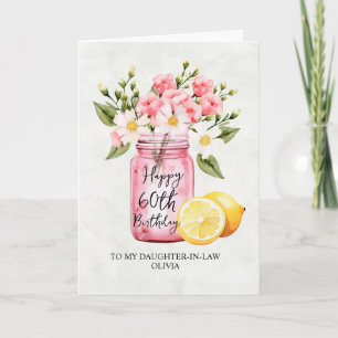 Pink Floral Daughter In Law 60th Birthday Card