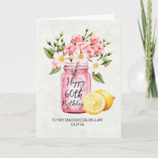 Pink Floral Daughter In Law 60th Birthday Card