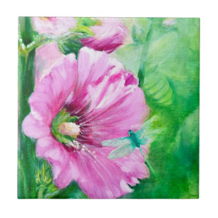 Pink Floral Decorative Ceramic Tile
