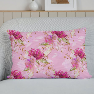 Pink floral decorative cushion