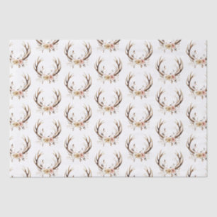 Pink Floral Deer Antlers Tissue Paper