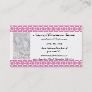 Pink Floral Design Border Photo Business Cards
