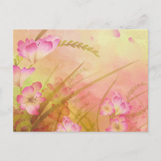 pink floral design postcard