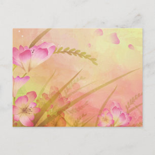 pink floral design postcard