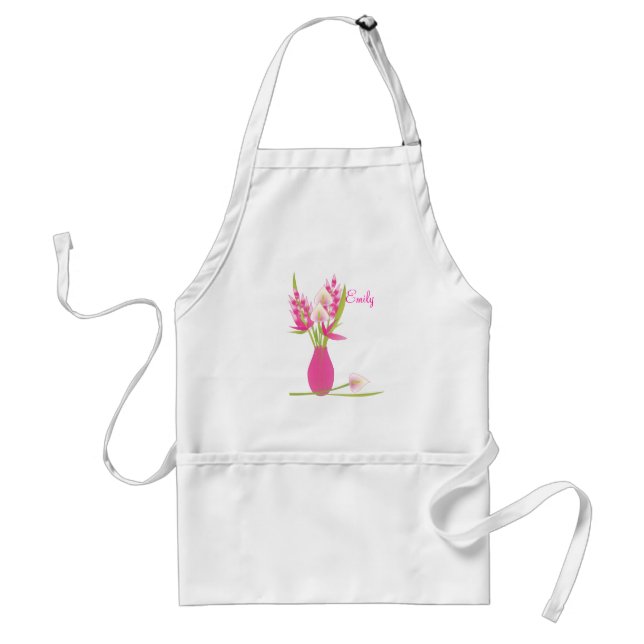 Pink Floral Design Standard Apron (Front)