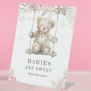 Pink Floral Dessert Table Baby Shower Sign