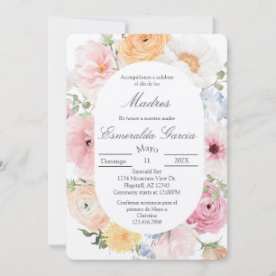 Pink floral dia de las madres invitation