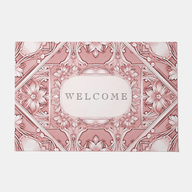 Pink Floral Doormat (Front)
