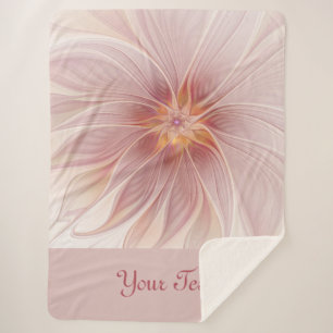 Pink Floral Dream Abstract Modern Flower Text Sherpa Blanket