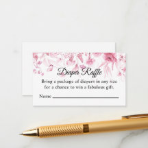 Pink Floral Drop, Diaper Raffle, Girl Baby Shower
