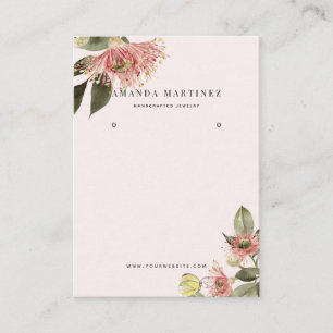 Pink Floral Earring Display Business Card