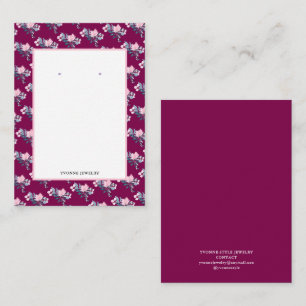 Pink Floral Earring Display Holder Business Card