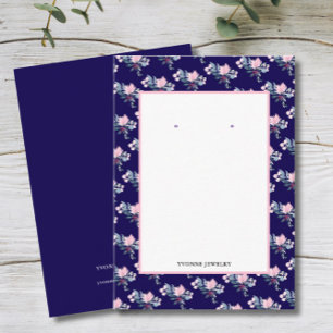 Pink Floral Earring Display Holder Business Card
