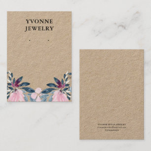 Pink Floral Earring Display Holder Business Card