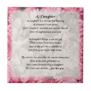 Pink Floral Edge - Daughter Poem Tile