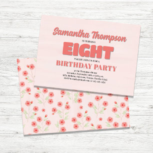 Pink Floral Eighth Birthday Girl Party Template