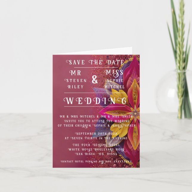 Pink Floral Elegance Wedding Collection Invitation (Front)