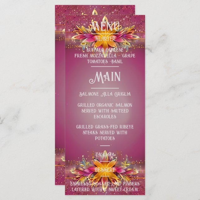 Pink Floral Elegance Wedding Collection Menu (Front/Back)