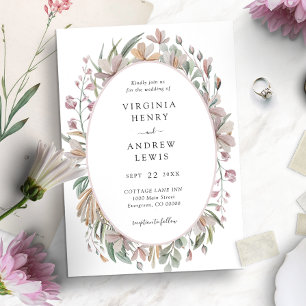 Pink Floral Elegant Botanical Wedding Invitation
