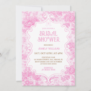 Pink Floral Elegant Bridal Shower Invitation