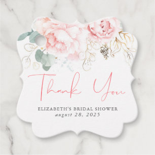Pink Floral Elegant Thank You Favour Tags