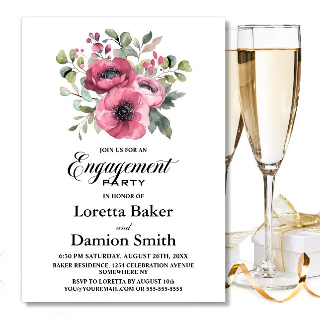 Pink Floral Engagement Party Invitation (Creator Uploaded)