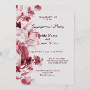 Pink Floral Engagement Party Invitation Card