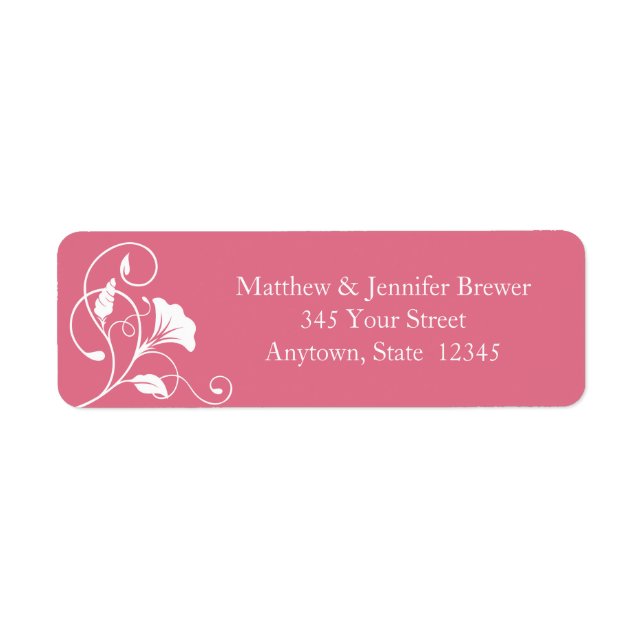 Pink Floral Envelope Return Address Labels (Front)