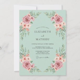Pink Floral Ethereal Wedding Invitation