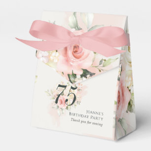 Pink Floral Eucalyptus 75th Birthday Party Grandma Favour Box