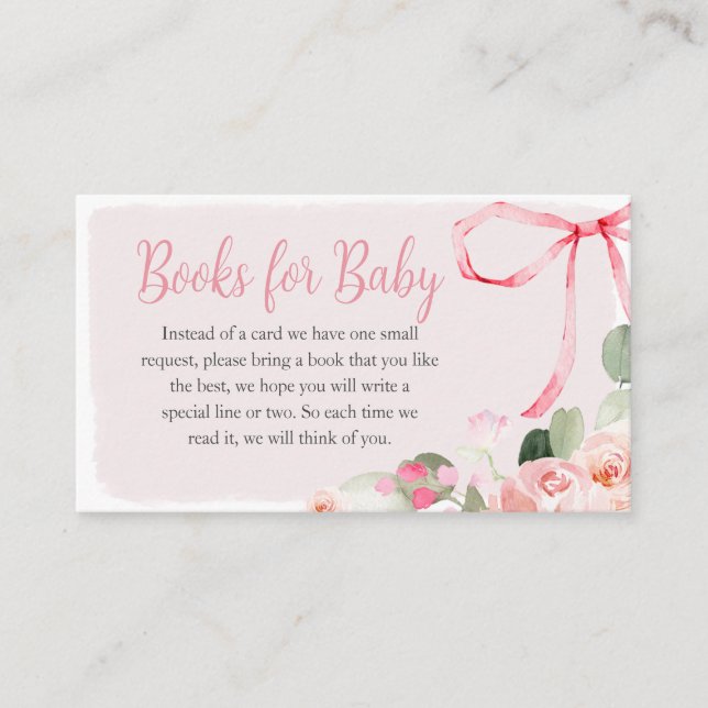 Pink Floral Eucalyptus Balloon Baby Books for Baby Enclosure Card (Front)