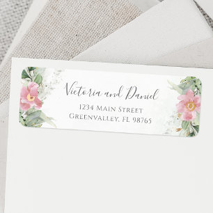 Pink Floral Eucalyptus Greenery Return Address Label