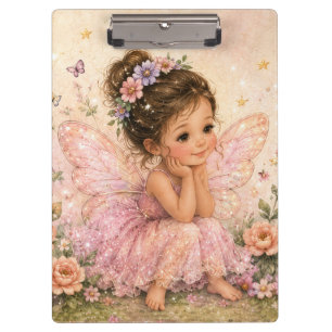 Pink Floral Fairy Enchanted Storybook Garden Clipboard