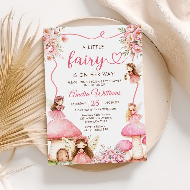 Pink Floral Fairy Girl Baby Shower Invitation (Creator Uploaded)