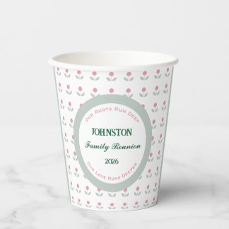 Pink Floral Family Reunion 8 oz. Paper Cups