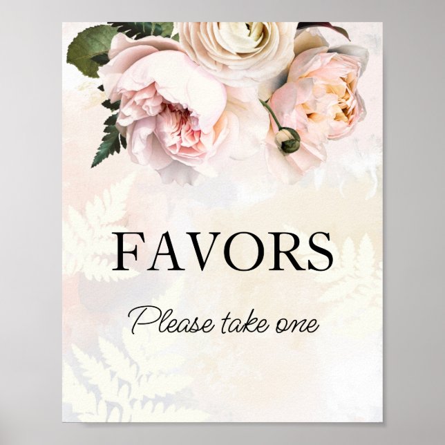 Pink Floral Favours Bridal Shower Sign (Front)